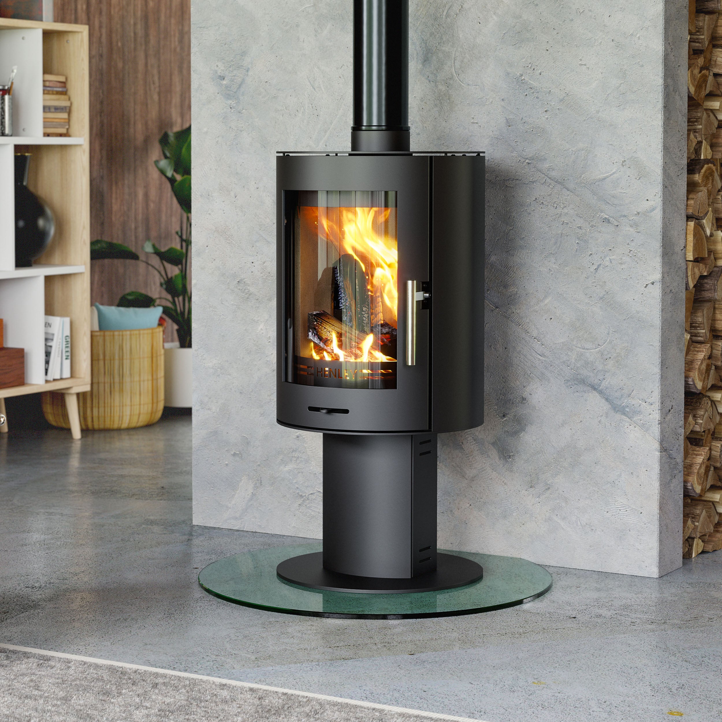 Geneva Cylinder 5Kw Wood Burning Pedestal stove